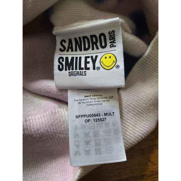 SANDRO Paris x SMILEY Originals Patch Crewneck Tie Dye Sweater Size 3/Large - Picture 5 of 8